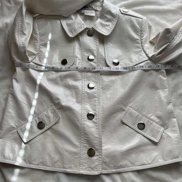 Vintage Y2K Carlisle white faux patent leather retro jacket size 2 - Picture 6 of 8